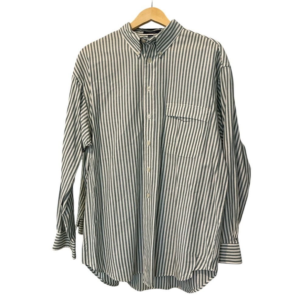 Cutter & Buck | Shirt Green Striped Cotton Button Down Collar XL